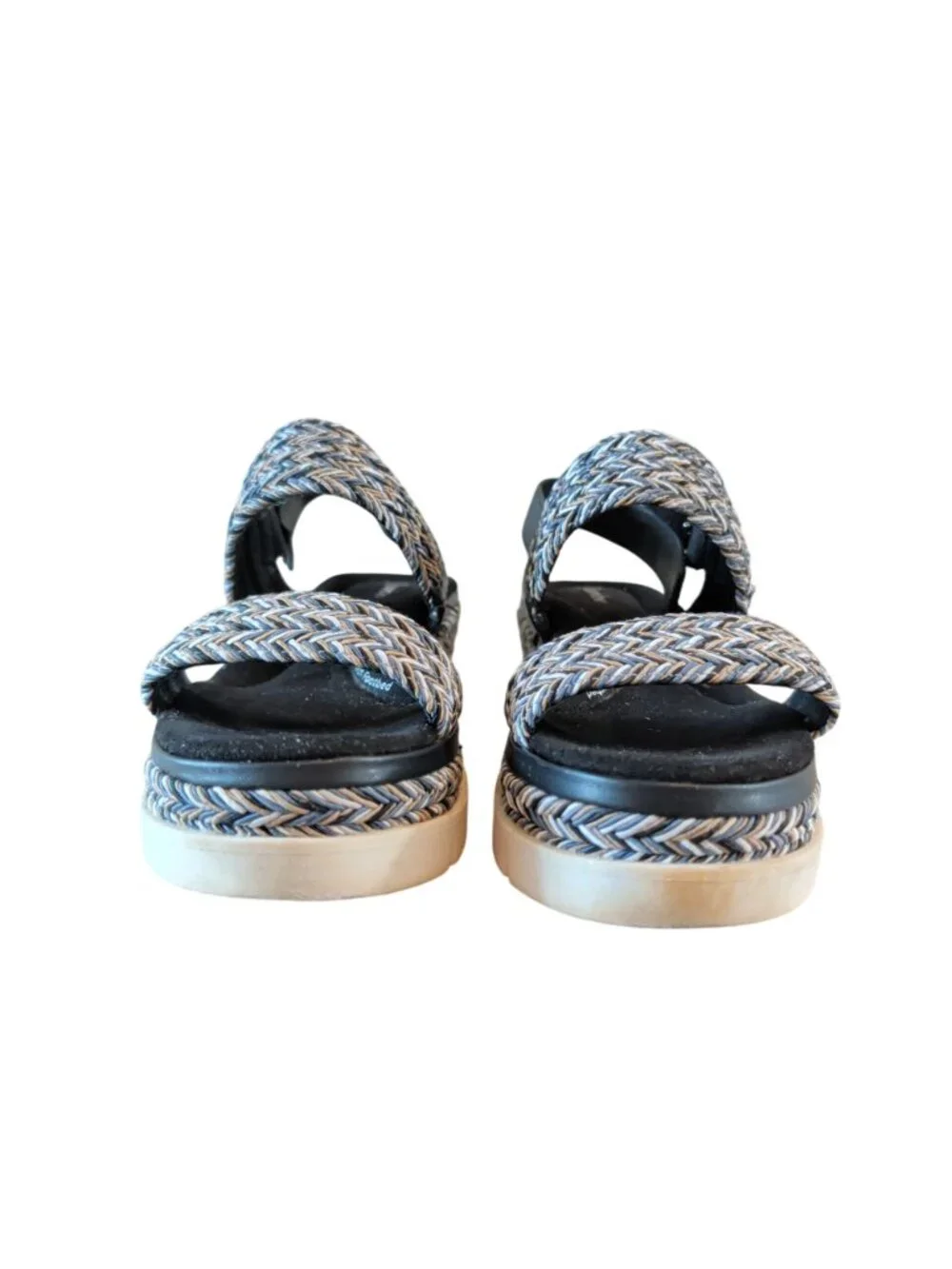 Jambu Destiny Women’s 9M Platform Wedge Sandals Braided Strappy Black Gray